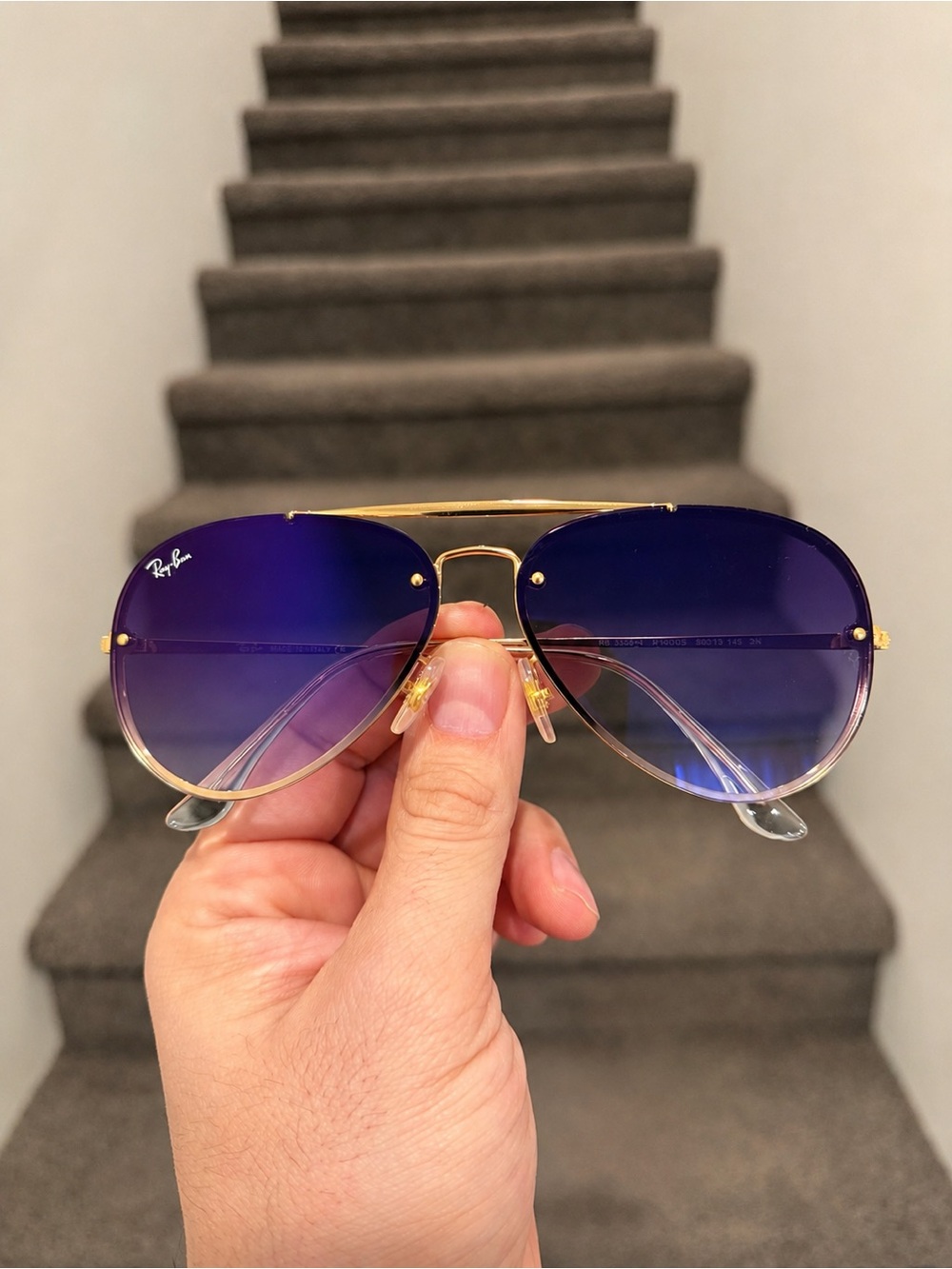 New Ray-Ban RB3584 3584 Blaze Aviator Sunglasses Gold Gradient 58mm